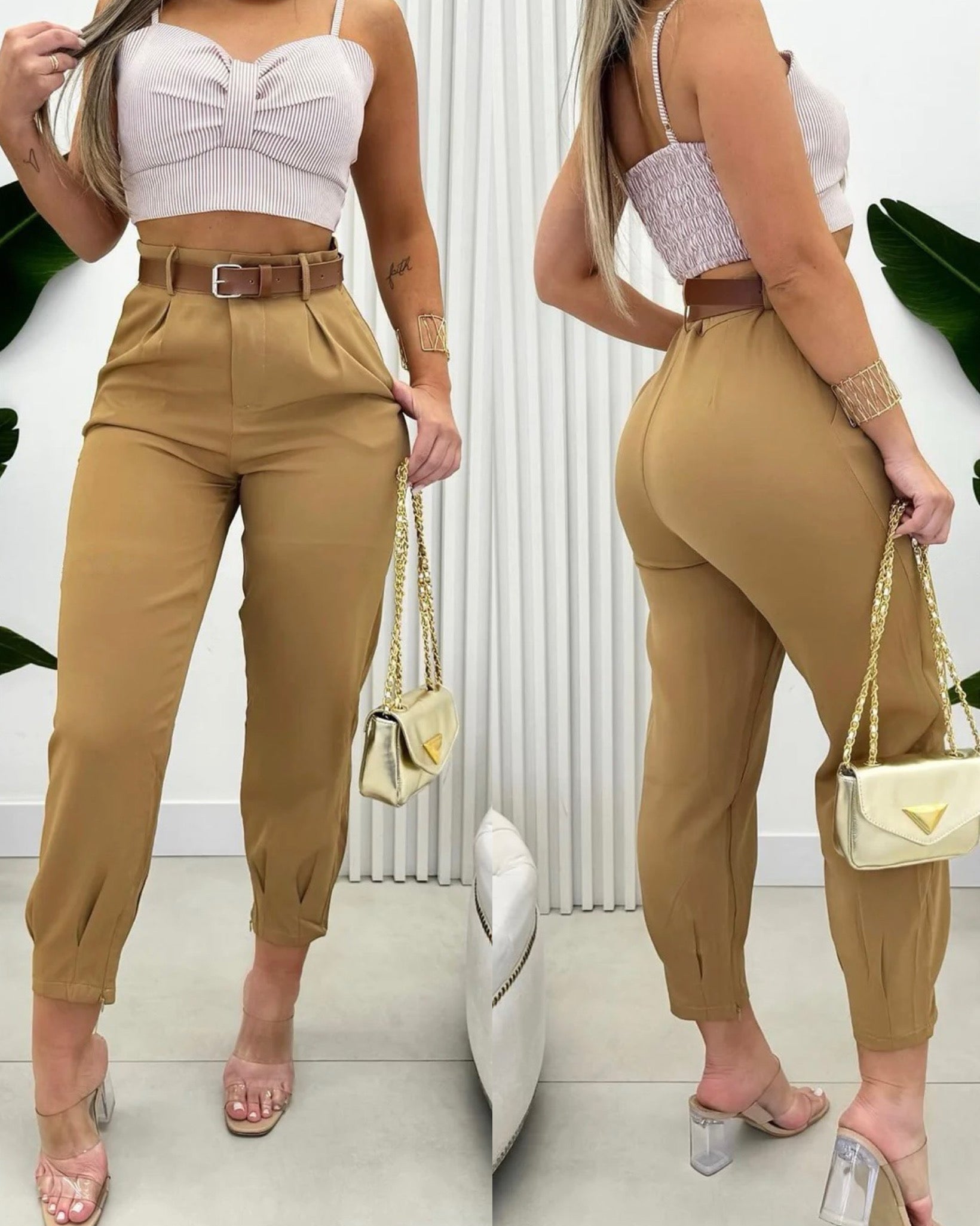 Calça Alfaitaria Cinto Ayumi Caramelo / Pp - 34